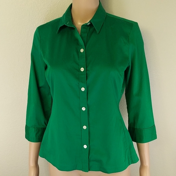 Banana Republic Tops - [Banana Republic] Jade Green 3/4 Sleeve Button Up